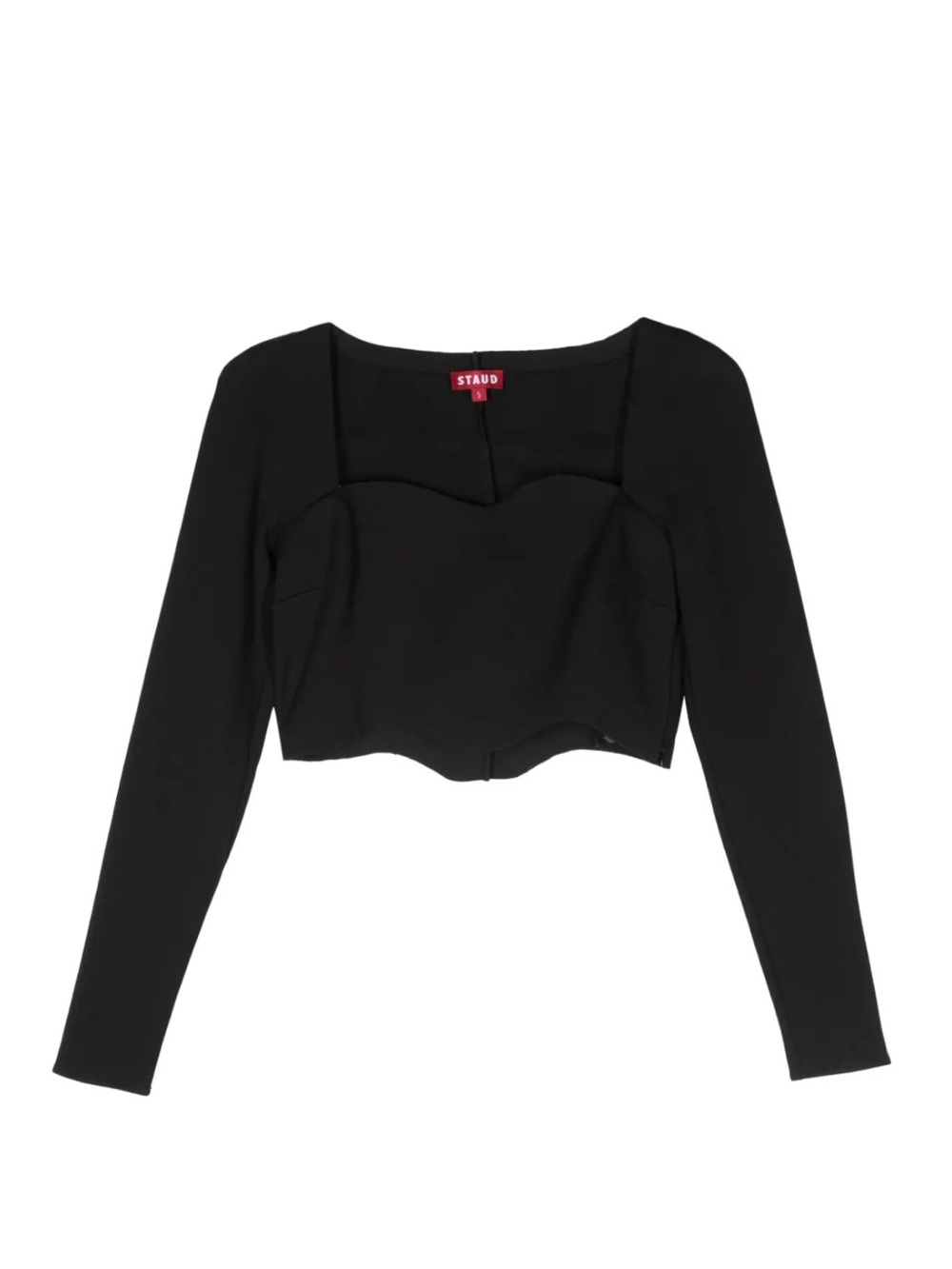 STAUD Corde Black Long Sleeve Crop Top Size Medium NWT